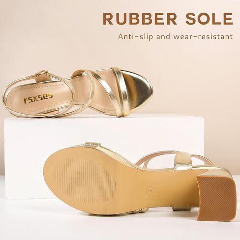 rsxses منصة حذاء بكعب مكتنز للنساء الكاحل حزام الكعوب الصنادل Strappy مع المفتوحة تو الزفاف حفلة موسيقية الزفاف النساء فستان أحذية in Kuwait