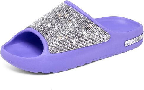 Women's Rhinestone Slides Dazzling Glitter Slippers with Thick Sole Crystal Platform Casual Bling Sandals for Women Diamond Pillow Slippers Open Toe ﻿ in Saudi Arabia