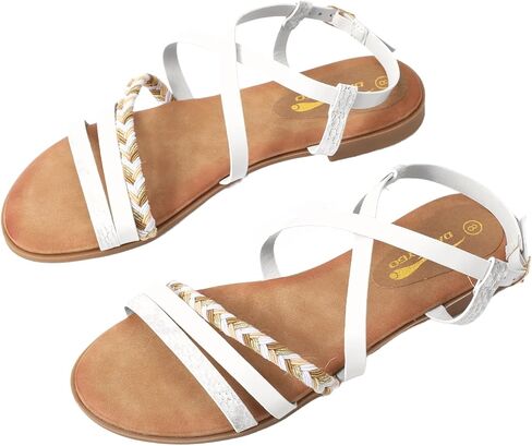 DAYDAYGO Women's Elegant Flat Sandals with Adjustable Ankle Strap and Memory Foam - Dressy and Comfortable for Summer - Fashionable and Trendy for Girls and Women - Strappy Sandal in Saudi Arabia