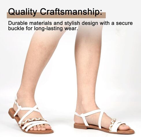 DAYDAYGO Women's Elegant Flat Sandals with Adjustable Ankle Strap and Memory Foam - Dressy and Comfortable for Summer - Fashionable and Trendy for Girls and Women - Strappy Sandal in Saudi Arabia