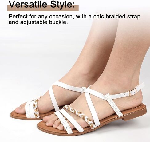 DAYDAYGO Women's Elegant Flat Sandals with Adjustable Ankle Strap and Memory Foam - Dressy and Comfortable for Summer - Fashionable and Trendy for Girls and Women - Strappy Sandal in Saudi Arabia
