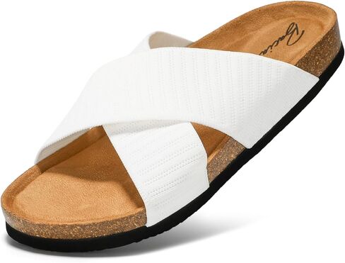 Slide Sandals for Women Cork Footbed with Soft Knit Comfort X Tape Sandals in Saudi Arabia