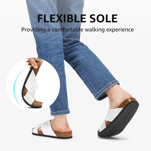 Slide Sandals for Women Cork Footbed with Soft Knit Comfort X Tape Sandals in Saudi Arabia