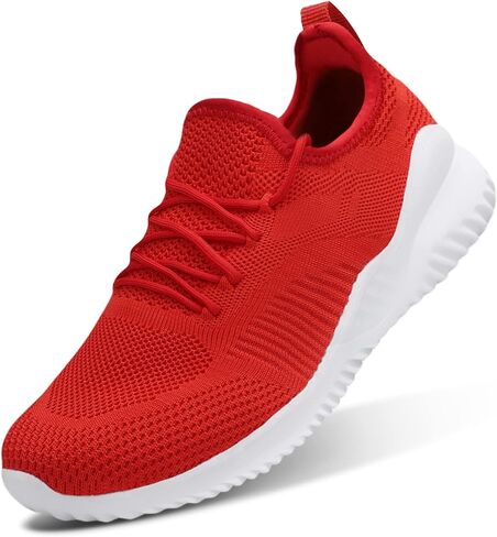 أحذية رياضية سهلة الارتداء للنساء - أحذية رياضية عصرية، أحذية مشي غير قابلة للانزلاق، خفيفة الوزن وقابلة للتنفس، أحذية ركض شبكية مريحة باللون الأحمر 8.5 in Kuwait