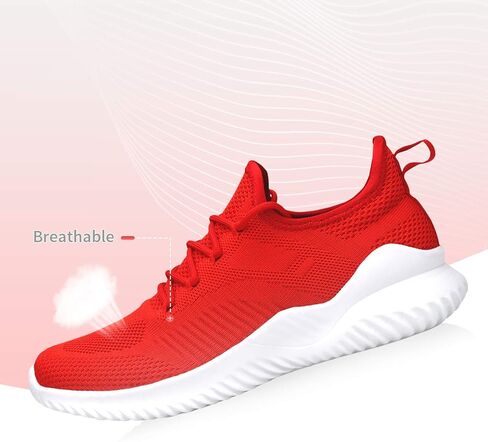 أحذية رياضية سهلة الارتداء للنساء - أحذية رياضية عصرية، أحذية مشي غير قابلة للانزلاق، خفيفة الوزن وقابلة للتنفس، أحذية ركض شبكية مريحة باللون الأحمر 8.5 in Kuwait