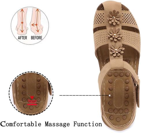 Ruiatoo Wedge Sandals for Women Closed Toe Comfortable with Massage Function Outdoor Platform Sandals in Saudi Arabia
