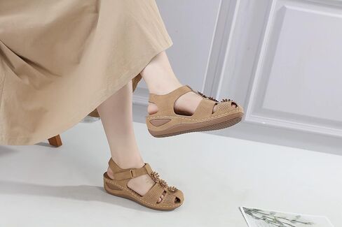 Ruiatoo Wedge Sandals for Women Closed Toe Comfortable with Massage Function Outdoor Platform Sandals in Saudi Arabia