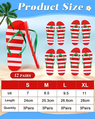12 Pairs Christmas Flip Flops Bulk Christmas July Party Supplies for Reception Guest Slippers Women Men Adults Summer Christmas Party in Saudi Arabia