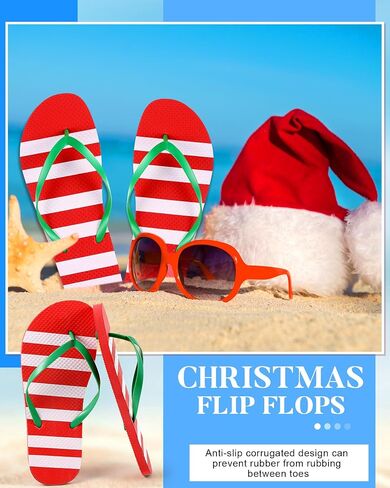 12 Pairs Christmas Flip Flops Bulk Christmas July Party Supplies for Reception Guest Slippers Women Men Adults Summer Christmas Party in Saudi Arabia