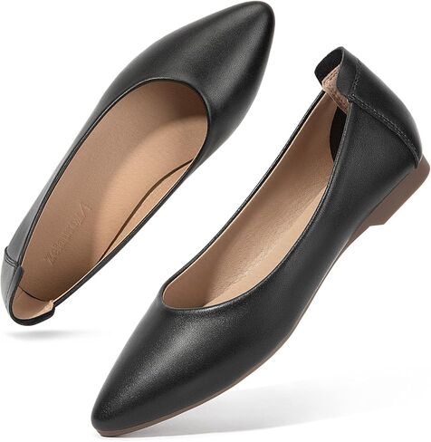 Zelaprox Women's Casual Pointed Toe Ballet Comfort Soft Leather Slip On Cowhide Flats Shoes Work Flats Office Shoes Casual Dressy Shoes in Kuwait