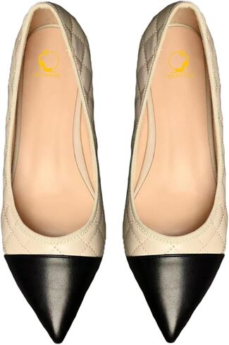 Women Casual Cap Toe Flats Slip on Pointed toe Ballet Flats Two Tone 0.5" Low Flat Heel Pumps Comfort Colorblock Basic Flat Dress Shoes Work Chic Driver Flats Fall 4-11 M US in Saudi Arabia