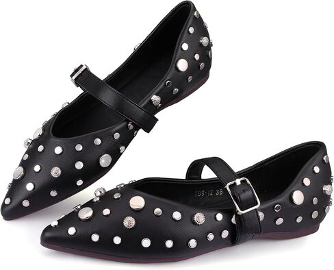 women's flat shoes 2024 new all-match flat shoes Fashion rivet decorative comfortable flat shoes in Saudi Arabia