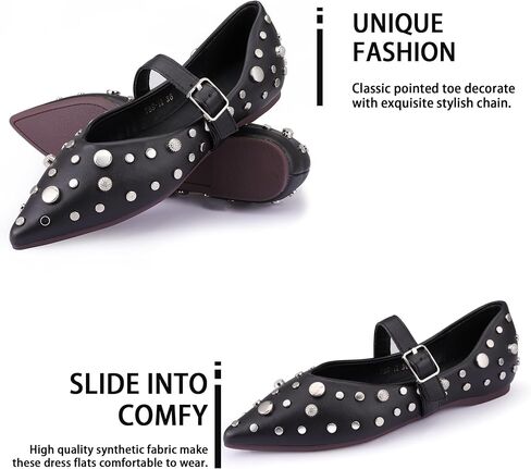 women's flat shoes 2024 new all-match flat shoes Fashion rivet decorative comfortable flat shoes in Saudi Arabia