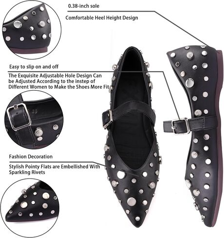 women's flat shoes 2024 new all-match flat shoes Fashion rivet decorative comfortable flat shoes in Saudi Arabia