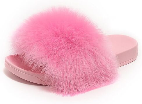 شباشب نسائية من فروي منفوش صنادل لطيفة مفتوحة من الأمام للفتيات صنادل منزلية بانتوفلاس بارا موجر in Kuwait