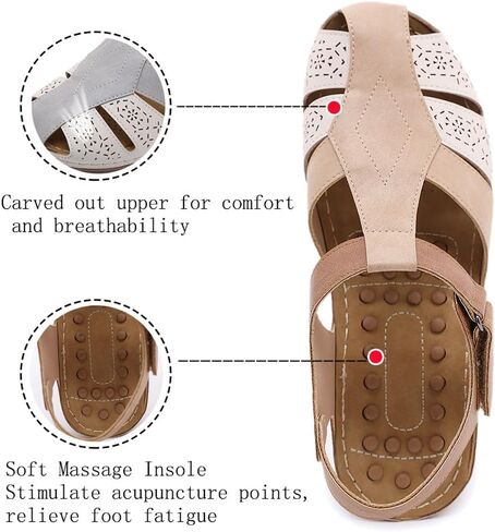 Ruiatoo Wedge Sandals for Women Closed Toe Comfortable with Massage Function Outdoor Platform Sandals in Saudi Arabia