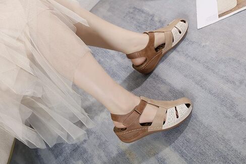 Ruiatoo Wedge Sandals for Women Closed Toe Comfortable with Massage Function Outdoor Platform Sandals in Saudi Arabia