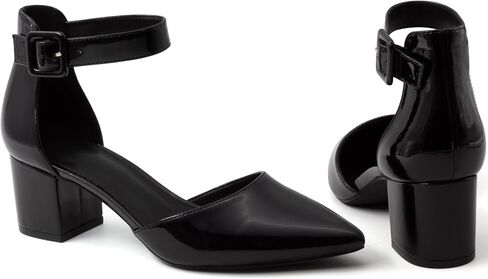 حذاء نسائي بكعب منخفض ومقدمة مغلقة وحزام للكاحل in Kuwait