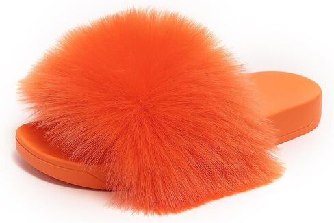yamerbo Women's Furry Slides Fluffy Slippers Cute Open Toe Girls Sandals House Slides pantuflas para mujer in Saudi Arabia