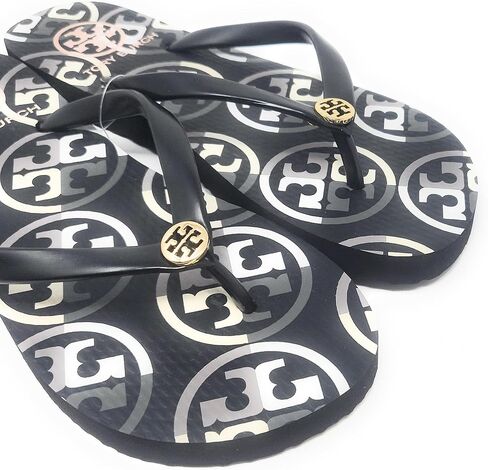 شبشب Tory Burch النسائي - أنماط وألوان ومقاسات متنوعة (أسود - شعار أسود مختلط، رقم_7) in Saudi Arabia