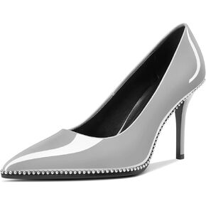 Stiletto High Heels Pumps for Women 3.6 Inch Closed Toe Slip-on Beaded Pumps Party Wedding Dress Shoes Bride