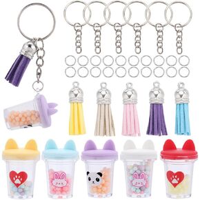 SUNNYCLUE DIY 36PCS الحليب الشاي مفتاح سلسلة صنع عدة قوس قزح مصاصة الراتنج المعلقات مع حلقات المفاتيح سبليت وخواتم تقسيم لحلق سوار قلادة مفتاح سلسلة مجوهرات الحرف صنع in Kuwait