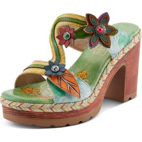 Spring Step L'Artiste Women's DREAMT Hand-Painted Slide Sandals - Lightweight Platform, Multicolor Jute Wrapping