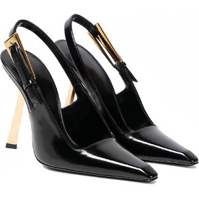 Women's Pointed Toe High Stiletto Heels Slingback Slip-on Pumps Backless Patent Leather Fashion Dress Shoes in Saudi Arabia