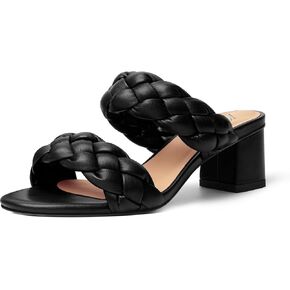 Womens Casual Party Slip On Matte Round Toe Block Low Heel Heeled Sandals 2.2 Inch