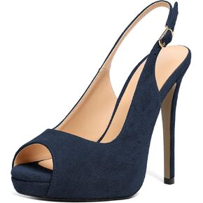 YODEKS Women's Peep Toe High Heel Slingback Pumps Platform Stiletto Heel Party Dress Shoes