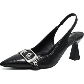 Slingback Kitten Heels for Women Closed Pointed Toe Pumps Dress Shoes with Buckle Strap Comfortable Slip On Sandal Heels for Work Party Wedding in Kuwait