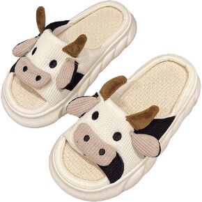 Women slippers Animal slippers Cartoon pig slippers Linen slippers at home Cute and comfortable plush slippers