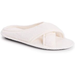MUK LUKS Women's Ada Chenille Crossband Slippers-Daisy White