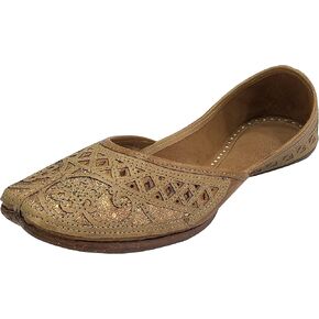 Gold Punjabi Jutti for Womens Pakistani Khussa Shoes Punjabi Shoes Handmade Jutti