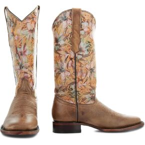 حذاء Soto Boots للسيدات بطباعة زهور ومقدمة مربعة لراعية البقر M50067 in Kuwait