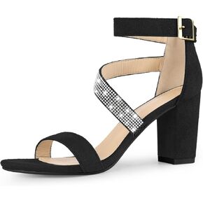 Allegra K Women's Rhinestone Open Toe Block Heels Sandals in Saudi Arabia