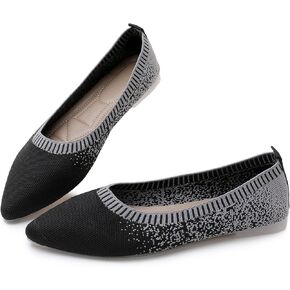 RVROVIC Women's Pointed Toe Knit Flats Shoes Slip on Ballet Flats Comfortable Dress Shoes for Women