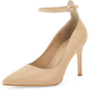Coutgo Womens Stiletto High Heels Closed Pointed Toe Ankle Strap Pumps Dress Wedding Office Shoes