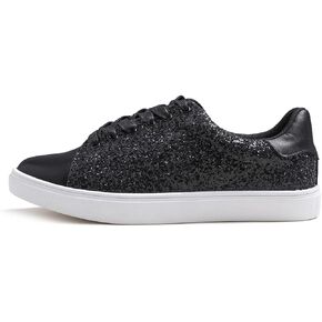 FEVERSOLE Women's Fashion Lace Up Dress Sneakers Sparkly Party Shiny Shoes