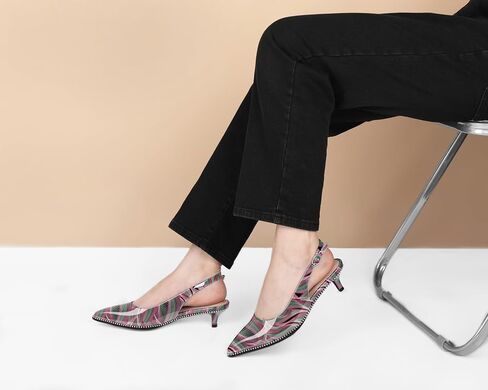 AUMOTED Women's Slingback Kitten Heels Pointed Toe Low Heel Pumps Ankle-Strap with Beaded Pumps Dress Shoes 1.6 Inches in Saudi Arabia