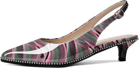 AUMOTED Women's Slingback Kitten Heels Pointed Toe Low Heel Pumps Ankle-Strap with Beaded Pumps Dress Shoes 1.6 Inches in Saudi Arabia