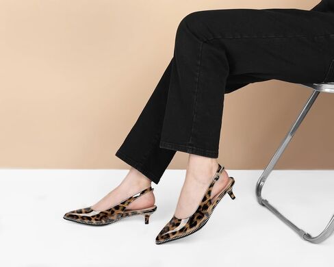 AUMOTED Women's Slingback Kitten Heels Pointed Toe Low Heel Pumps Ankle-Strap with Beaded Pumps Dress Shoes 1.6 Inches in Saudi Arabia