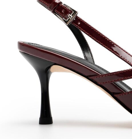 كعب قطة للنساء بكعب مدبب وكعب خلفي مغلق عند الأصابع وكعب منخفض فستان الزفاف مع إبزيم in Kuwait