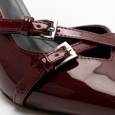 كعب قطة للنساء بكعب مدبب وكعب خلفي مغلق عند الأصابع وكعب منخفض فستان الزفاف مع إبزيم in Kuwait