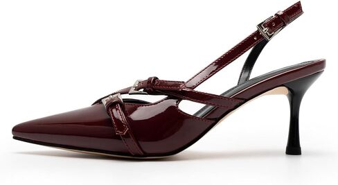 كعب قطة للنساء بكعب مدبب وكعب خلفي مغلق عند الأصابع وكعب منخفض فستان الزفاف مع إبزيم in Kuwait