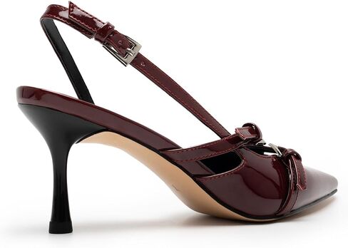 كعب قطة للنساء بكعب مدبب وكعب خلفي مغلق عند الأصابع وكعب منخفض فستان الزفاف مع إبزيم in Kuwait