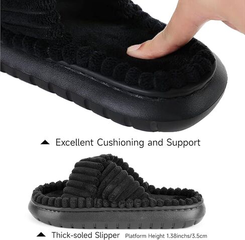 Slippers for Women Crossbands House Bedroom Slides velvet Open Toe Cozy Corduroy Fuzzy Slide Sandals Indoor Outdoor Four Seasons Cloud Slippers in Saudi Arabia