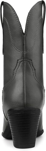 Allegra K Women's Mid Calf Memory Round Toe Block Heel Western Boots in Saudi Arabia