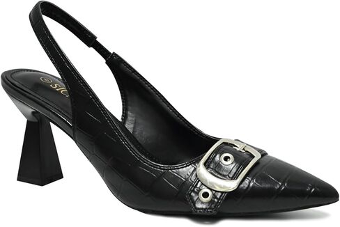 Slingback Kitten Heels for Women Closed Pointed Toe Pumps Dress Shoes with Buckle Strap Comfortable Slip On Sandal Heels for Work Party Wedding in Kuwait