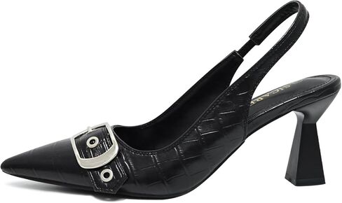 Slingback Kitten Heels for Women Closed Pointed Toe Pumps Dress Shoes with Buckle Strap Comfortable Slip On Sandal Heels for Work Party Wedding in Kuwait